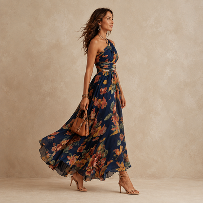 Celeste - One-Shoulder Floral Maxi Dress