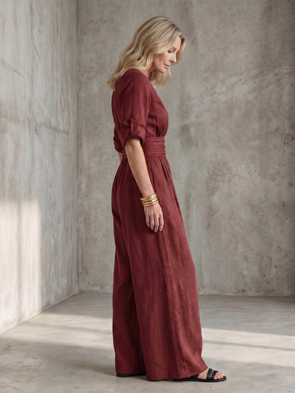 Wanda | Cross Front Wide Leg Jumpsuit