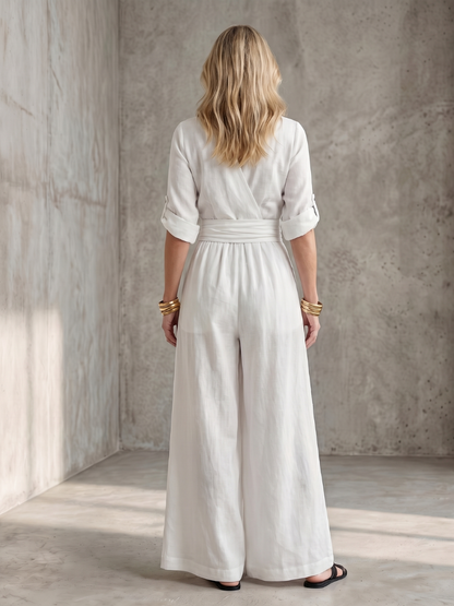 Wanda | Cross Front Wide Leg Jumpsuit