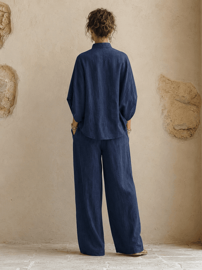 Maribel | Linen Batwing Sleeves and Wide-Leg Pants