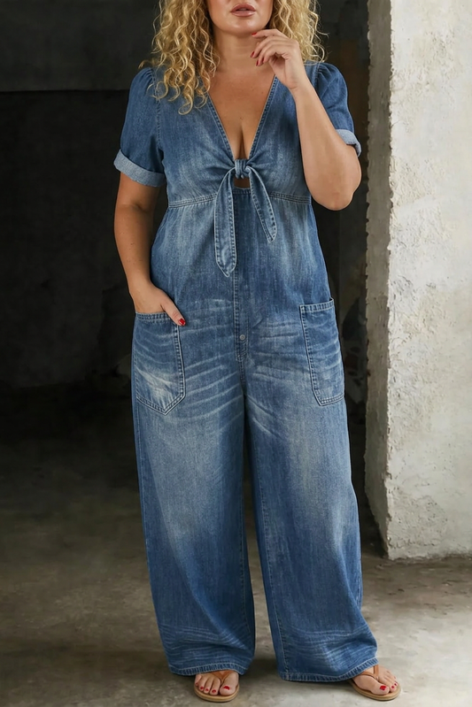 Maya | V Neck Short Sleeve Jumpsuit