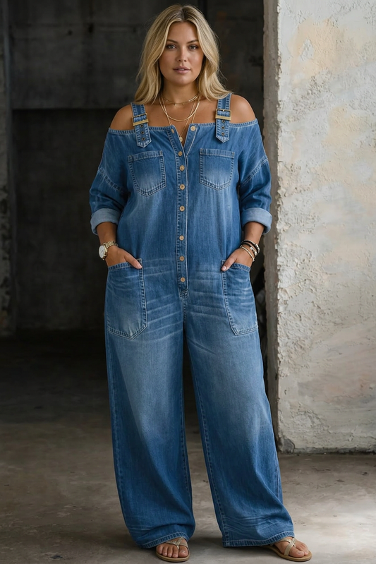 Sophia | Off Shoulder Denim Jumpsuit