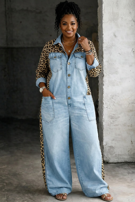 Amanda | One Piece Denim Shirt Jumpsuit