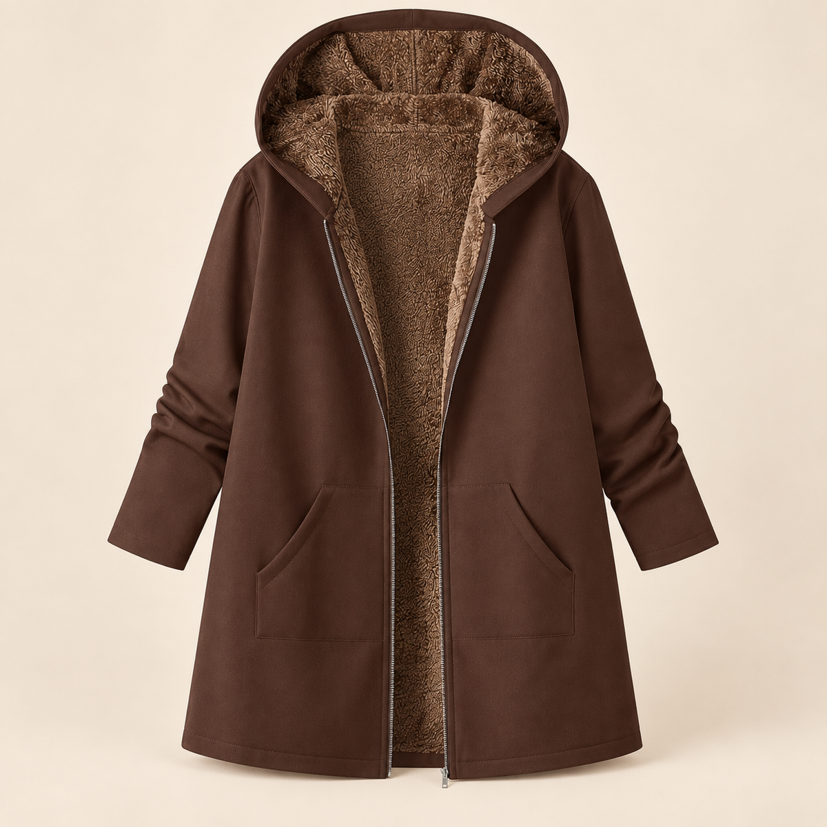 The Britta Sherpa Coat in Coffee Brown