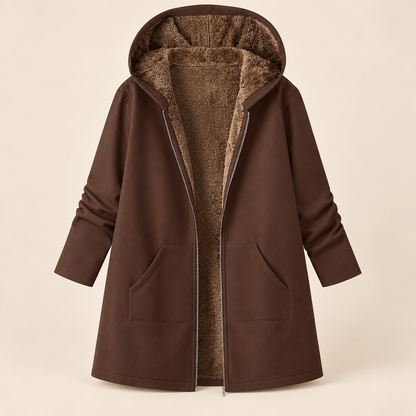 The Britta Sherpa Coat in Coffee Brown