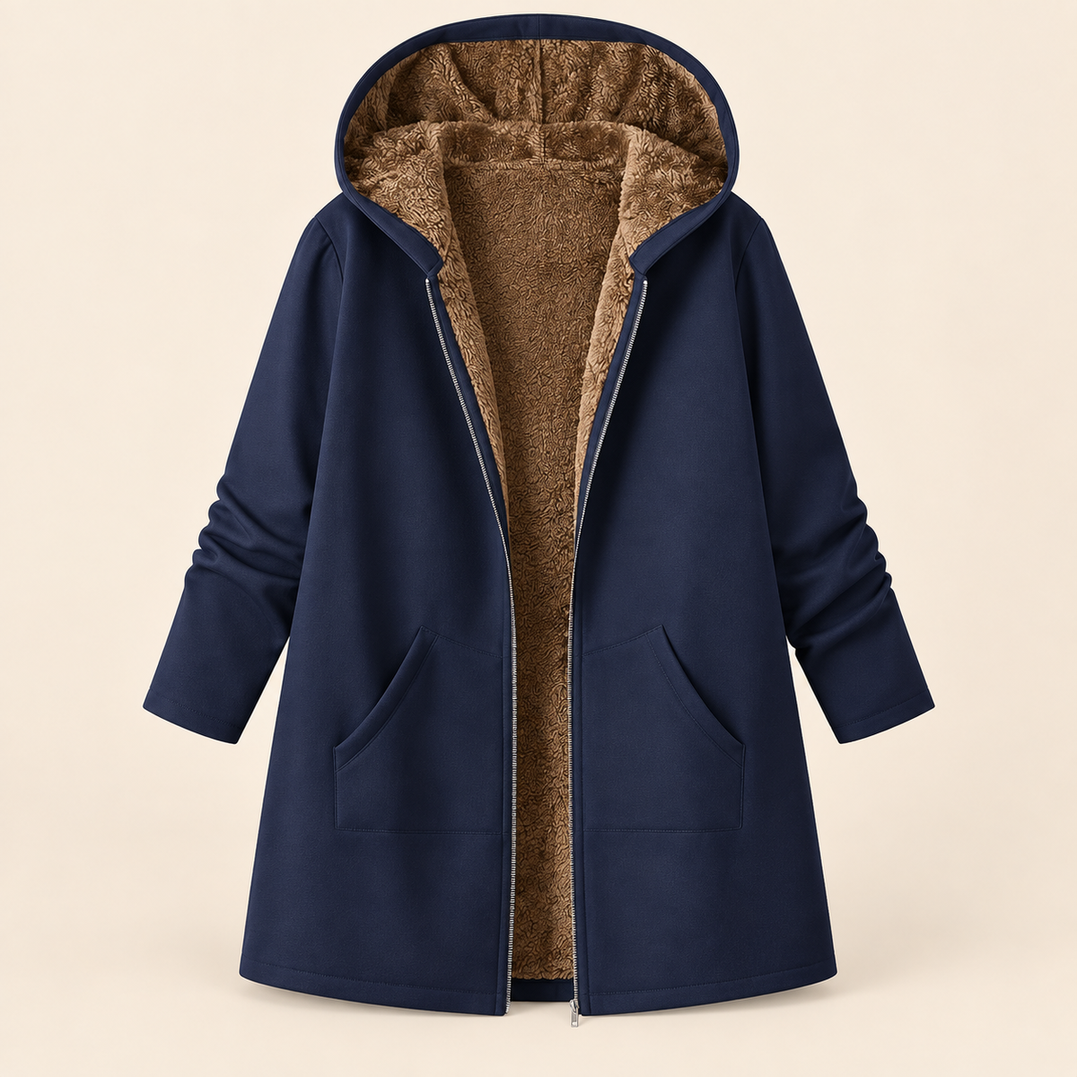 The Britta Sherpa Coat in Navy Blue