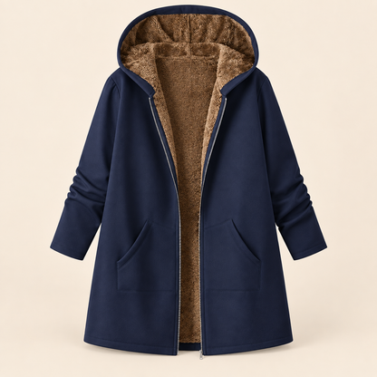 The Britta Sherpa Coat in Navy Blue