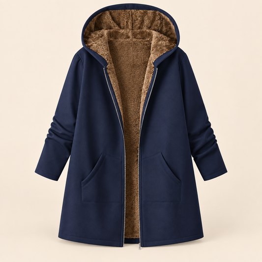 The Britta Sherpa Coat in Navy Blue